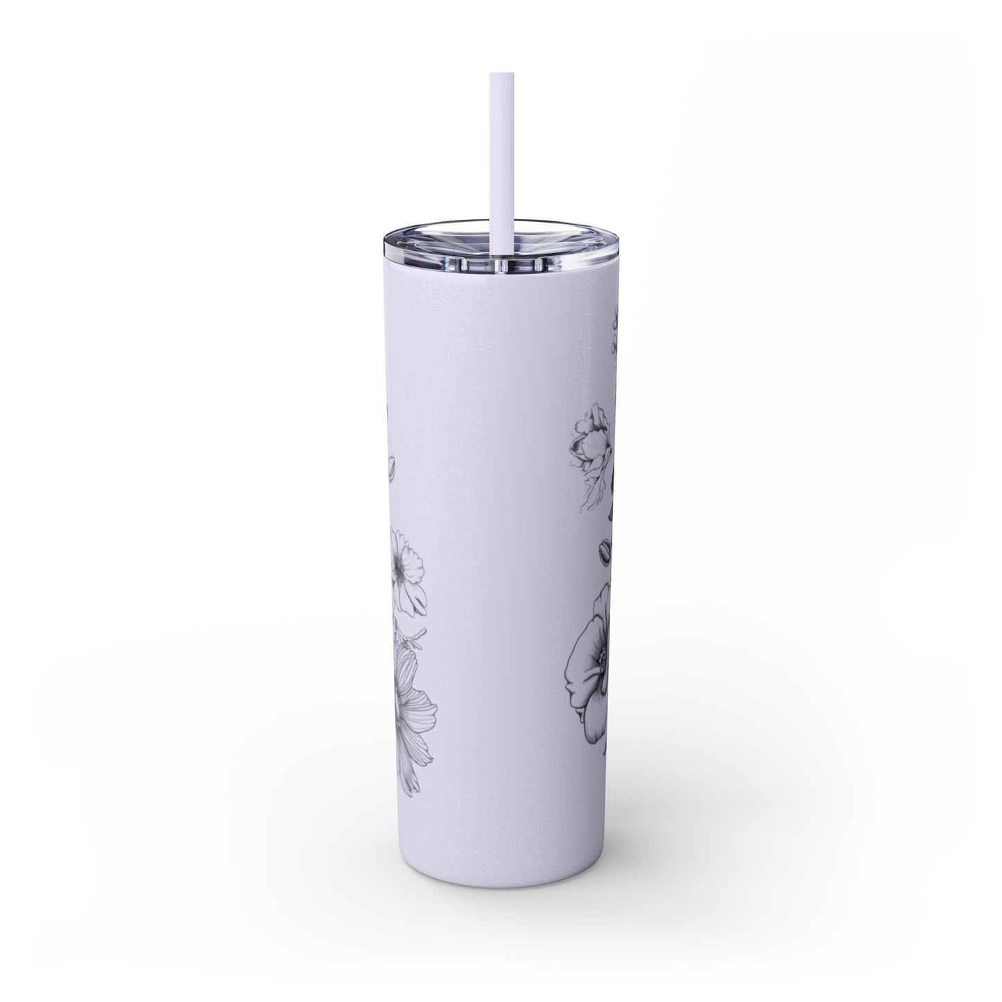 Floral Skinny Tumbler, Elegant Flower Design Drinkware, Perfect for Weddings, Gifts, or Everyday Use