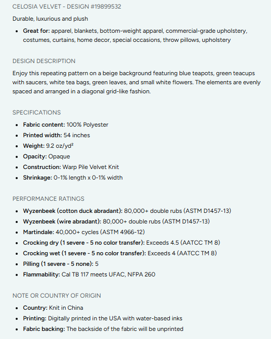 Cakes, Bows and Cherries Repeating Pattern on Fabric by the Yard