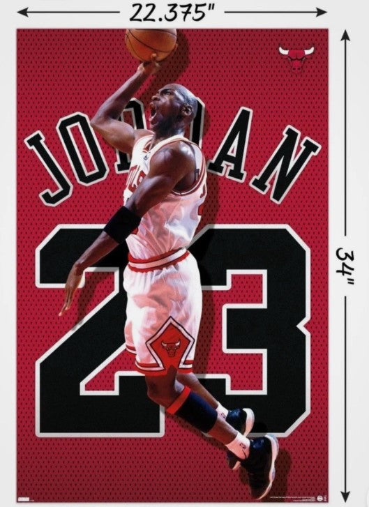 Michael Jordan Jersey Wall Poster 23 Chicago Bulls 22.375" x 34" NBA Basketball