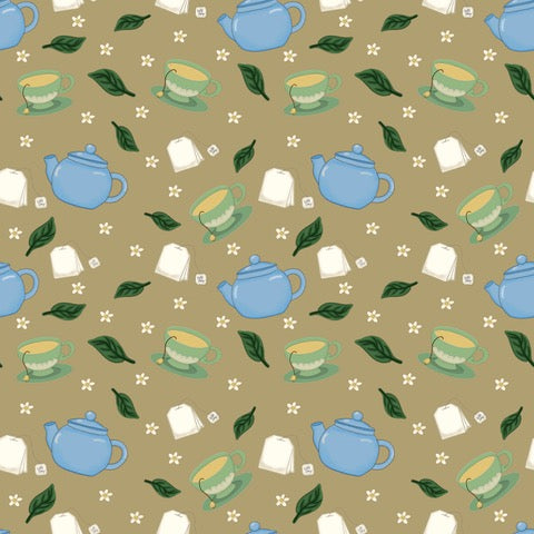 Tea Time Repeating Pattern Digital Download