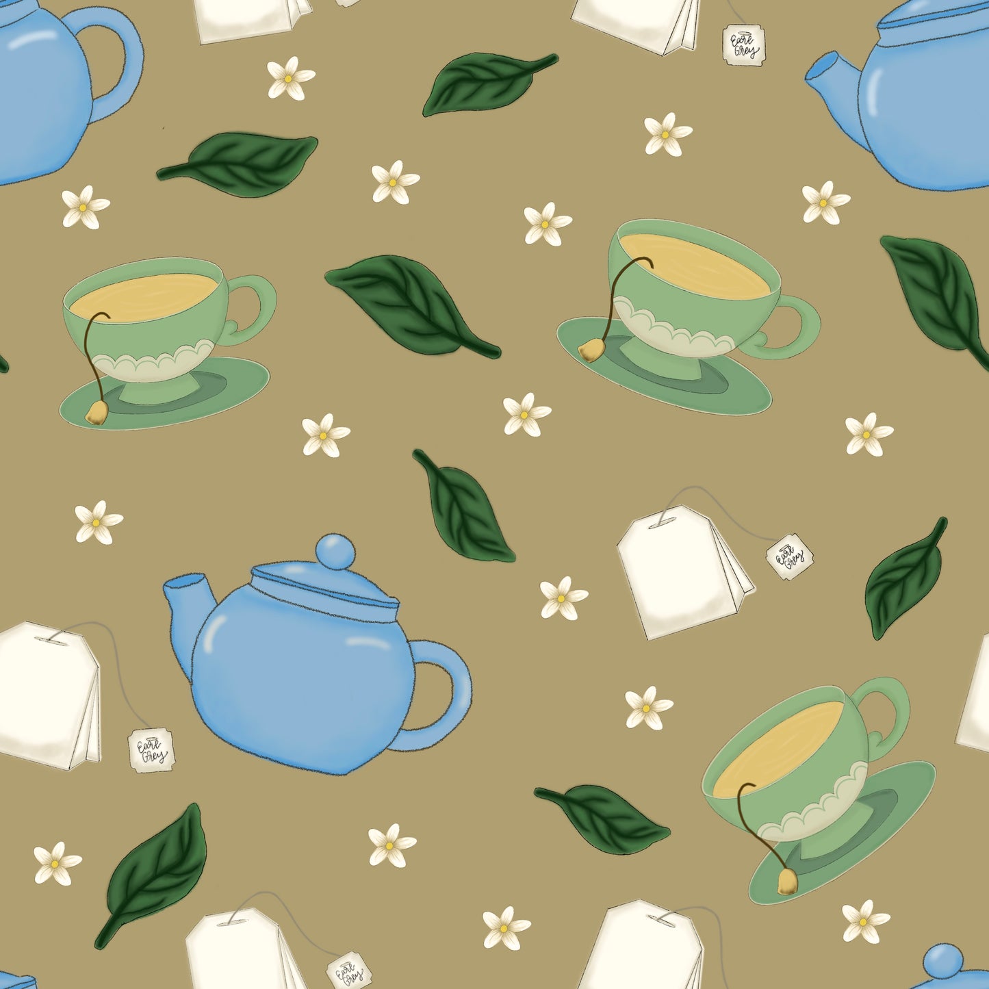 Tea Time Repeating Pattern Wallpaper
