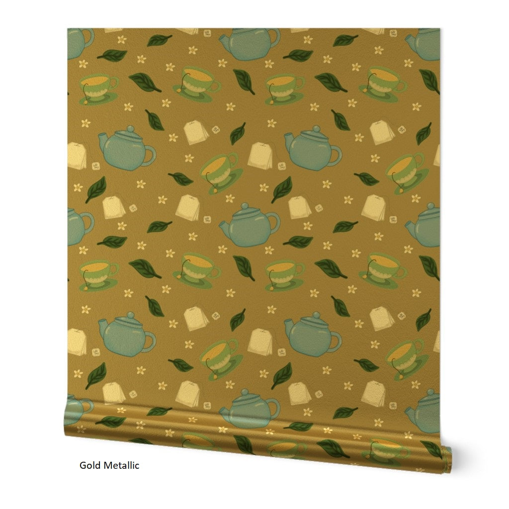 Tea Time Repeating Pattern Wallpaper