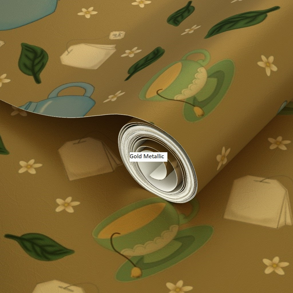 Tea Time Repeating Pattern Wallpaper