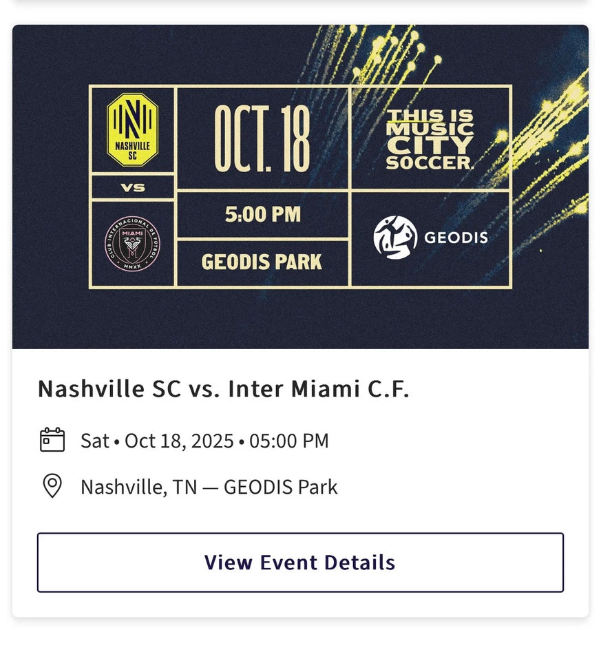 3 InterMiami Vs Nashville SC. Tickets. Section 115 Row Q 6-9 Soccer Lionel Messi