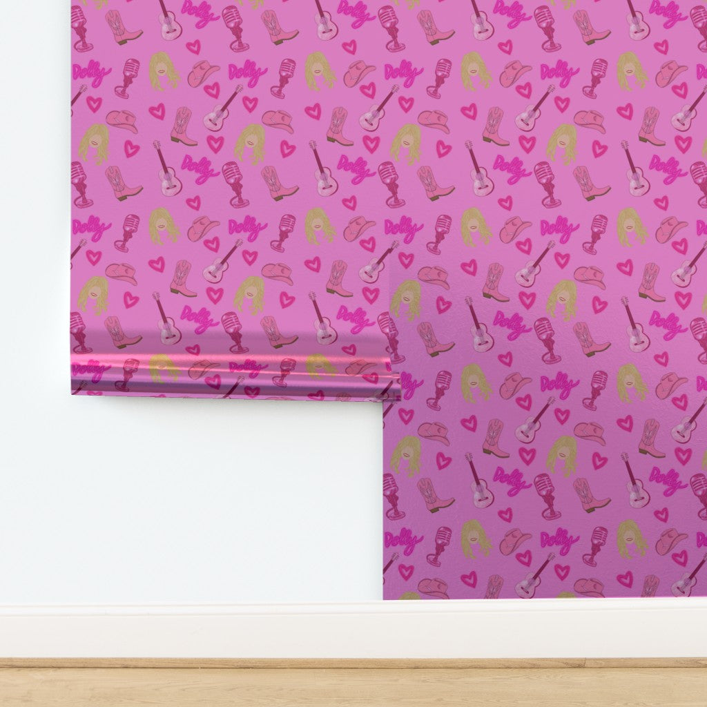 Dolly Parton inspired "Dolly" Repeating Pattern Wallpaper