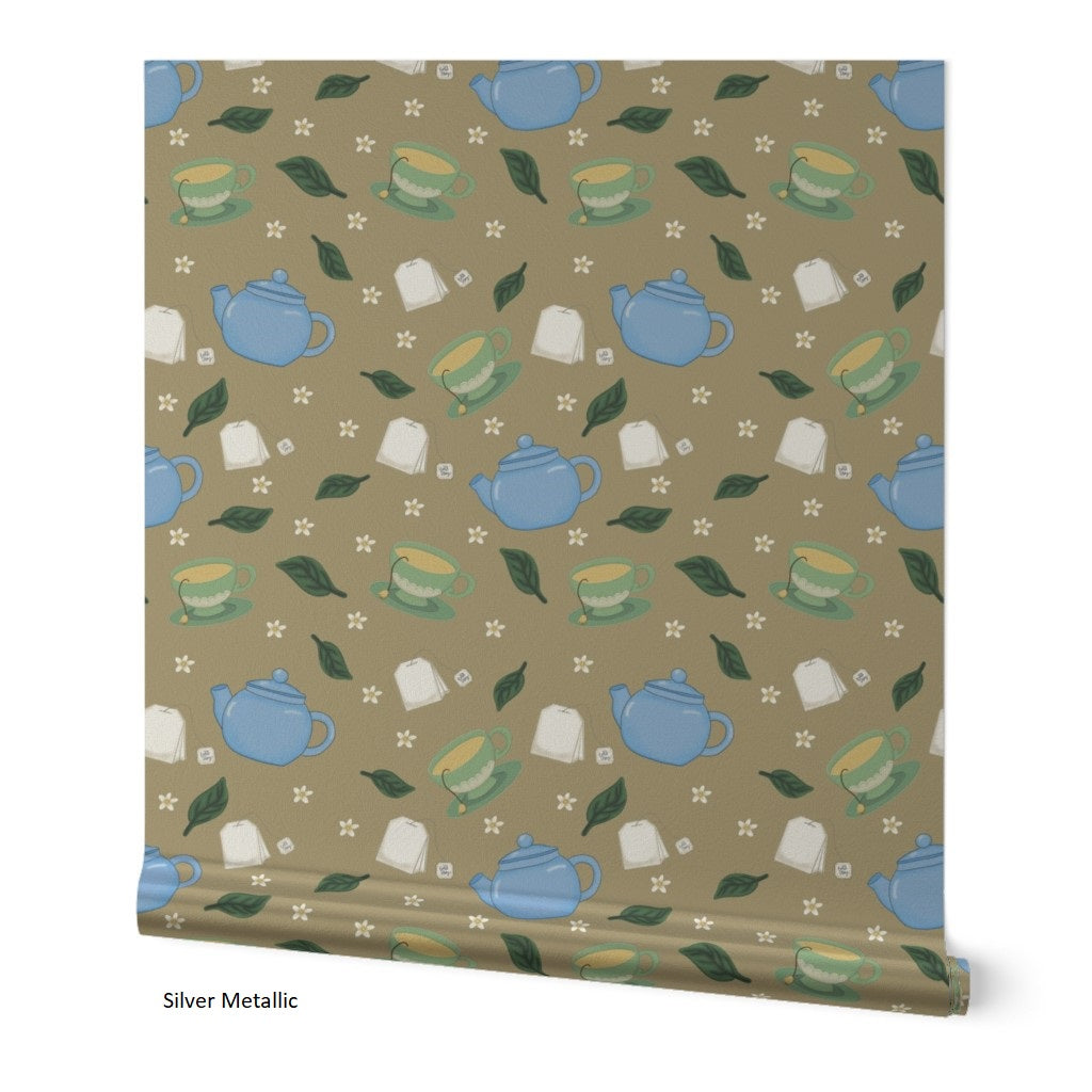 Tea Time Repeating Pattern Wallpaper