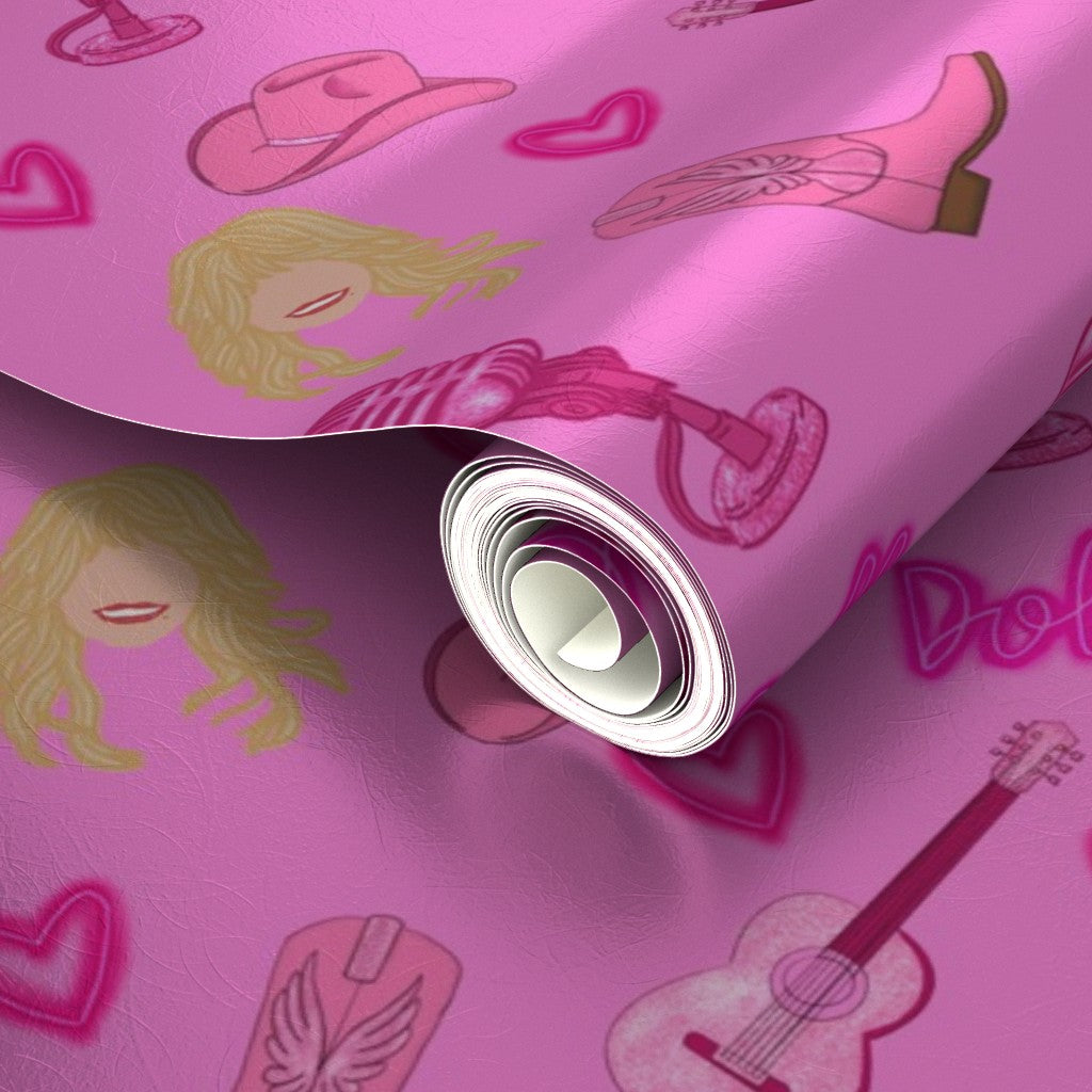 Dolly Parton inspired "Dolly" Repeating Pattern Wallpaper