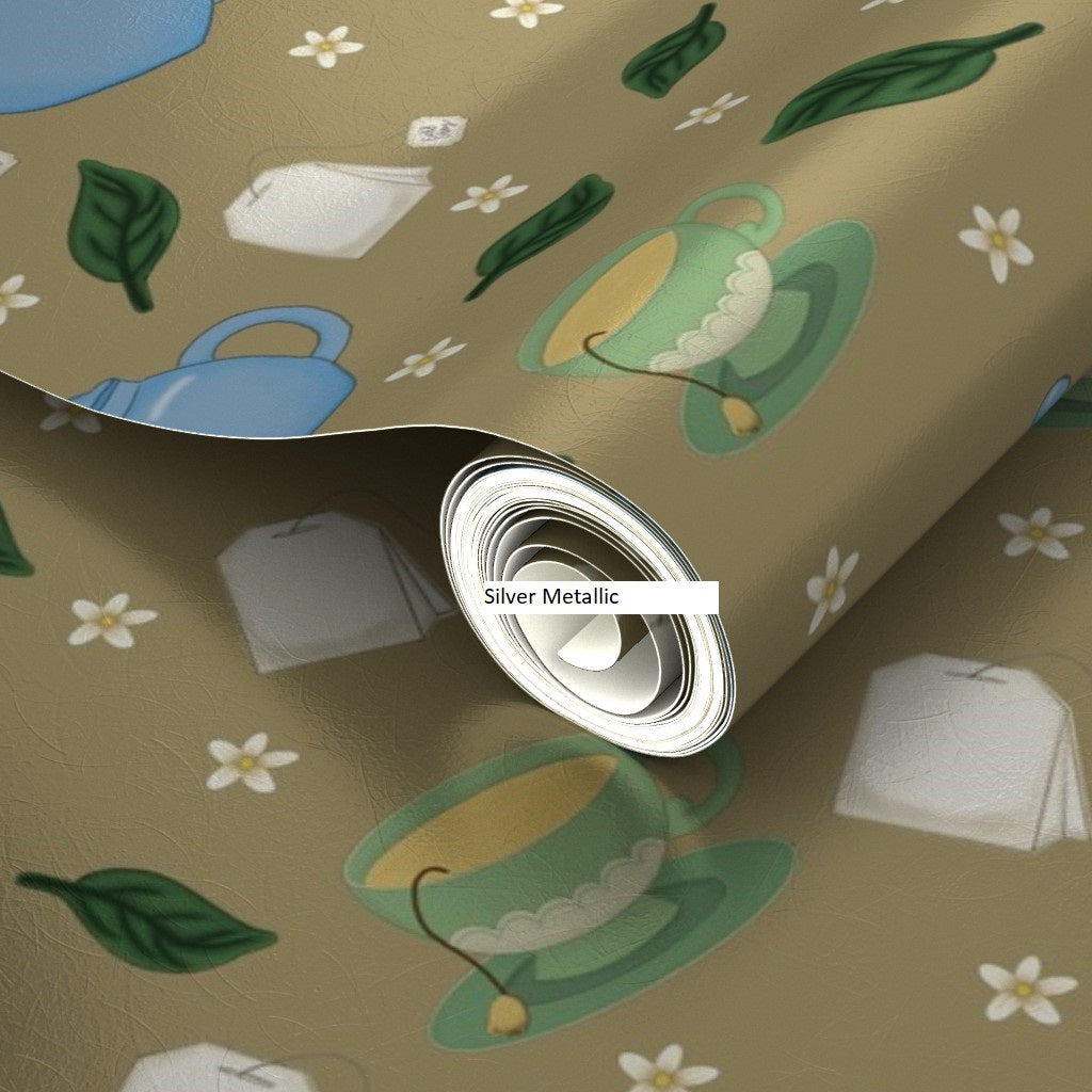 Tea Time Repeating Pattern Wallpaper